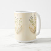 金継ぎの野の花のハート ウォーターカラー コーヒーマグカップ (正面右)