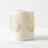 金継ぎの野の花のハート ウォーターカラー コーヒーマグカップ (正面左)