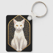 金継ぎ模様の白猫 🐾 キーホルダー (裏面)