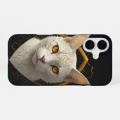 金継ぎ風の猫の肖像画 - 細やかな金の線🌙 iPhone 16ケース (裏面横)