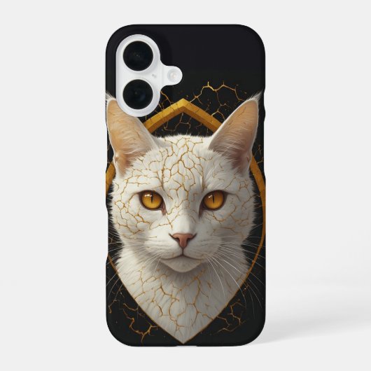 金継ぎ風の猫の肖像画 - 細やかな金の線🌙 iPhone 16ケース (裏面)