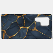 金継ぎ風ダークブルーのiPhoneケース Samsung Galaxyケース (裏面横)