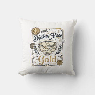 金継ぎ キリスト 修復 割れた器 クリスチャン ファッション Broken Made Gold Je クッション