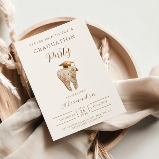 金継ぎ フローラル 歯科 卒業パーティー 招待状