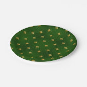金緑のクローバーパターン ペーパープレート (アングル)