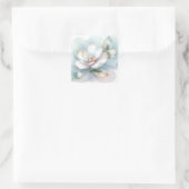 金縁の白いマグノリア花 スクエアシール (バッグ)