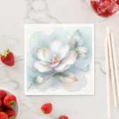 金縁の白いマグノリア花 スタンダードランチョンナプキン (インサイチュ)