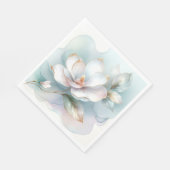 金縁の白いマグノリア花 スタンダードランチョンナプキン (角)