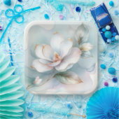 金縁の白いマグノリア花 ペーパープレート (パーティー)