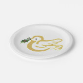 金聖降誕祭の平和はホリーで行われる ペーパープレート (アングル)