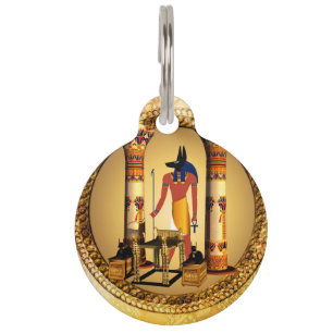 金背景のAnubis ペット ネームタグ