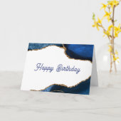 金脈入りの瑪瑙サファイアの誕生日 カード (黄色い花)