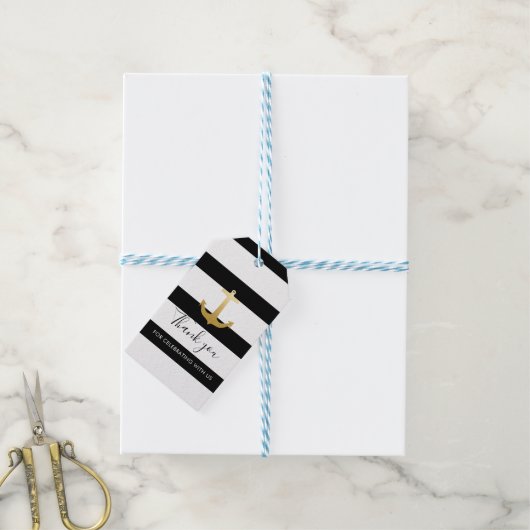 金航海のフェイク箔いかり |ありがとうございます ギフトタグ (より糸付き)