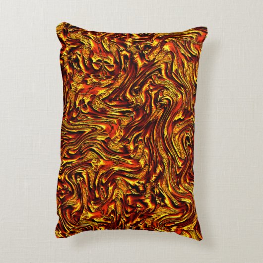 金色で鮮やかな赤いテクスチャ アクセントクッション (裏面(縦))