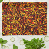 金色で鮮やかな赤いテクスチャ キッチンタオル (折り畳み)