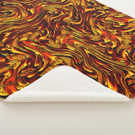 金色で鮮やかな赤いテクスチャ シェルパブランケット (3/4)