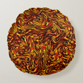 金色で鮮やかな赤いテクスチャ ラウンドクッション