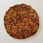 金色で鮮やかな赤いテクスチャ ラウンドクッション (裏面)