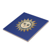 金色と濃紺の顔つきの天体太陽 タイル (側面)