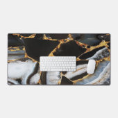 金色と白と黒の大理石 デスクマット (キーボード&マウス)