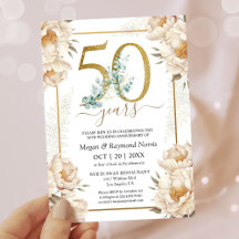 金色と白の芍薬の50周年記念ウエディング
