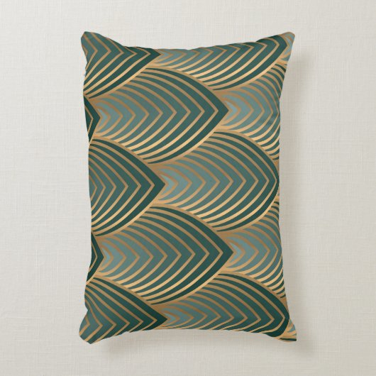 金色と緑色のcを使用したジオメトリのシームレスなパターン アクセントクッション (正面(垂直))