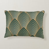 金色と緑色のcを使用したジオメトリのシームレスなパターン アクセントクッション (裏面)