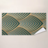 金色と緑色のcを使用したジオメトリのシームレスなパターン バスタオル (バスタオル)