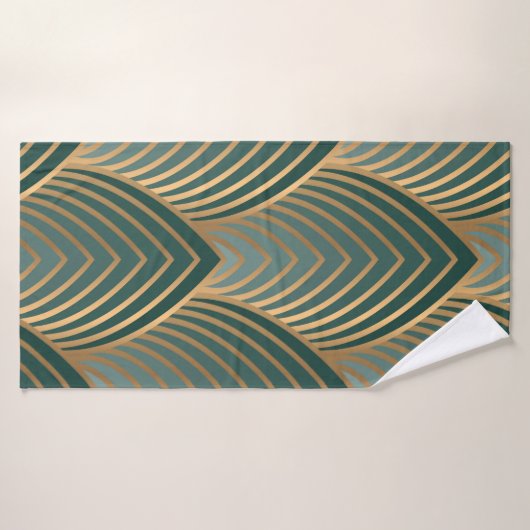 金色と緑色のcを使用したジオメトリのシームレスなパターン バスタオル (バスタオル)