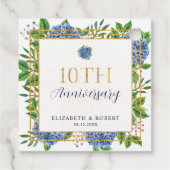 金色と青いアジサイの結婚10周年記念 フェイバータグ (裏面)