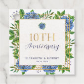 金色と青いアジサイの結婚10周年記念 フェイバータグ (正面)
