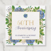 金色と青いアジサイの結婚60周年記念 フェイバータグ (正面)