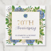 金色と青いアジサイの結婚70周年記念 フェイバータグ (正面)