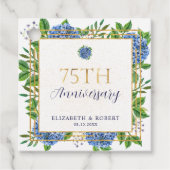 金色と青いアジサイの結婚75周年記念 フェイバータグ (正面)