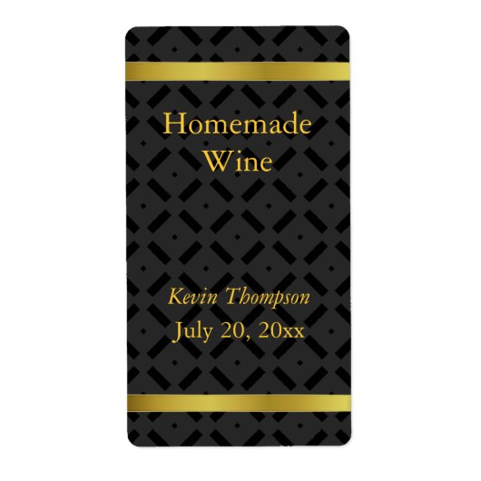 金色と黒の自家製ワインラベル ラベル (正面)