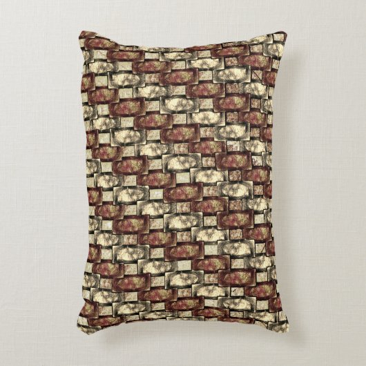 金色に染まった刻まれた茶色の長方形 アクセントクッション (正面(垂直))