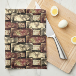 金色に染まった刻まれた茶色の長方形 キッチンタオル