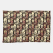 金色に染まった刻まれた茶色の長方形 キッチンタオル (横)