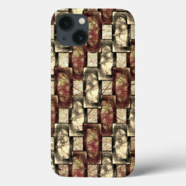 金色に染まった刻まれた茶色の長方形 iPhone 13ケース