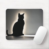 金色に輝く猫のシルエット マウスパッド (マウス)