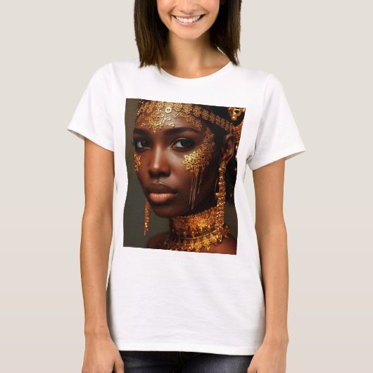 金色に輝く美しいヌビアの女神 Tシャツ (正面)