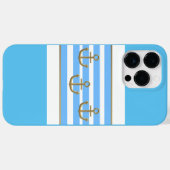 金色のいかりブルーの白い背景 Case-Mate iPhoneケース (裏面 (横))