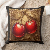 金色のさくらんぼを持つ2つの光沢のある赤離れい クッション (ブランケット)