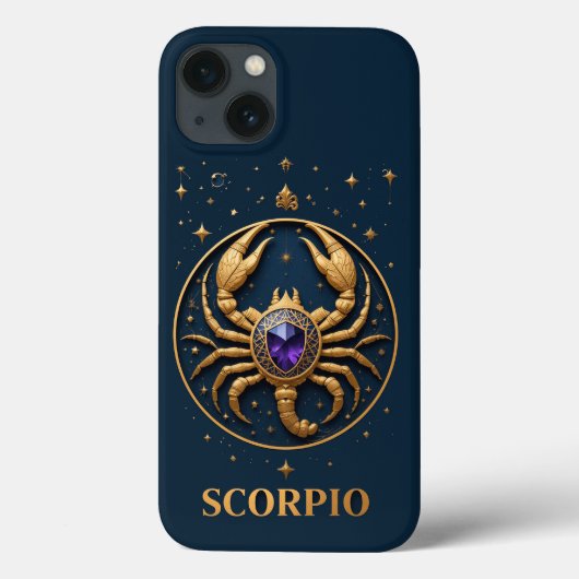 金色のさそり座の星座の宝石と星 Case-Mate iPhoneケース (裏面)