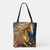 金色のたてがみが流れる馬 トートバッグ (裏面)