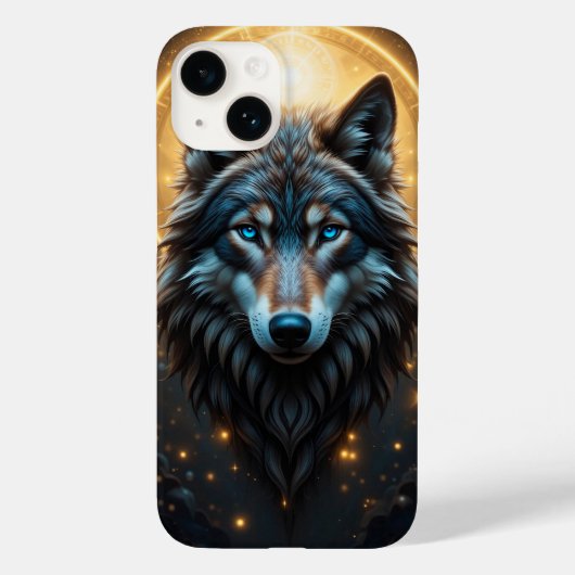 金色のアウラを持つ威厳あるオオカミの肖像 Case-Mate iPhoneケース (裏面)