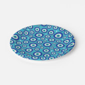 金色のアクセントを持つギリシャの邪悪な目のパターン ペーパープレート (アングル)