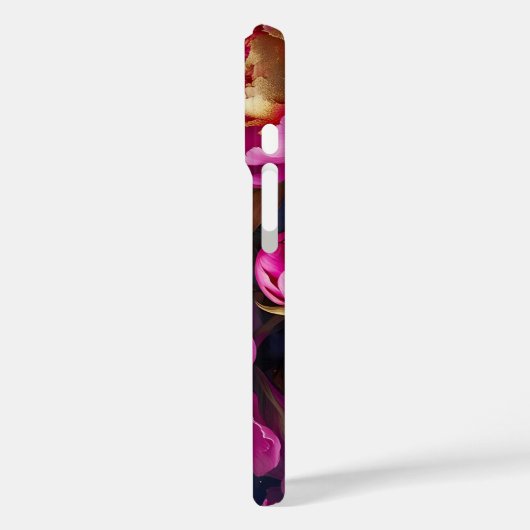 金色のアクセントを持つ豪華なピンクの牡丹 Case-Mate iPhoneケース (裏面 / 左)