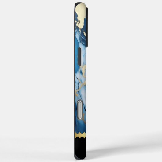 金色のアクセントを持つ青い大理石 Case-Mate iPhoneケース (裏面 / 右)