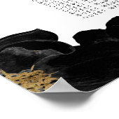 金色のアクセント付き黒いフローラシーティングチャート ポスター (角)